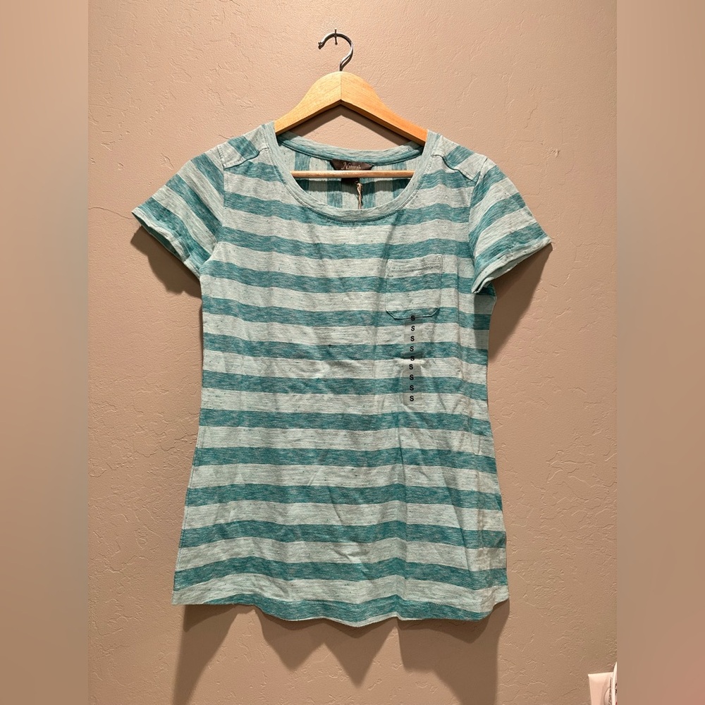 NWT Natural Reflections Blue Striped Short Sleeve T-Shirt Cotton Sz Small